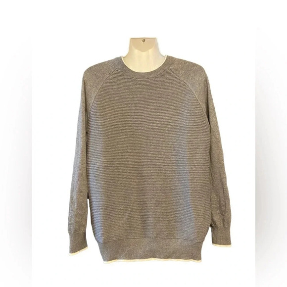 Men’s Lachlan British Inspired Gray Ribbed Long Sleeve Sweater - Picture 1 of 8